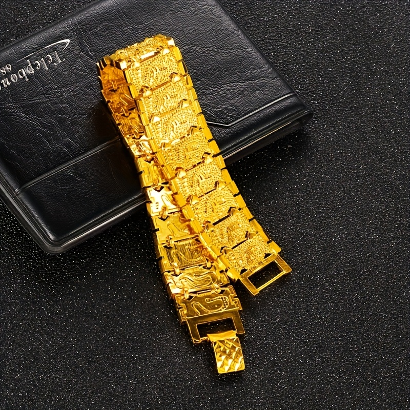 Men's Bold Wide-Band Dragon Bracelet, Trendy Accessory